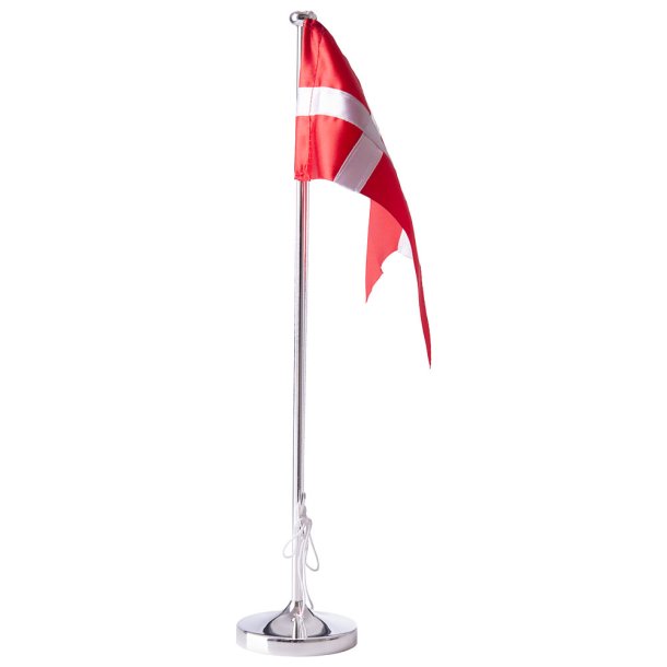 Forkromet flagstang med blank fod, 38,5 cm