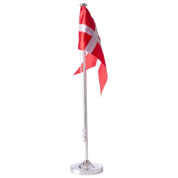 Forkromet flagstang med dbsfod, 38,5 cm