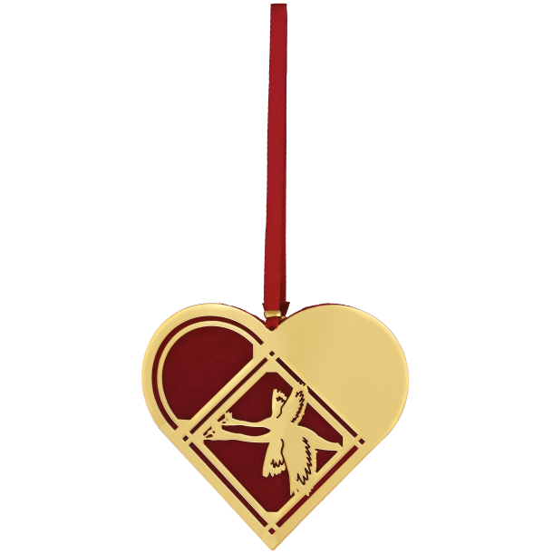 H.C. Andersen eventyr hjerte De vilde svaner forgyldt 18k - 8cm