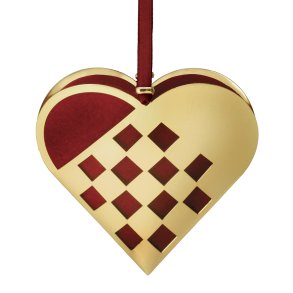 H.C. Andersen flet hjerte 18 K forgyldt -XL 20cm