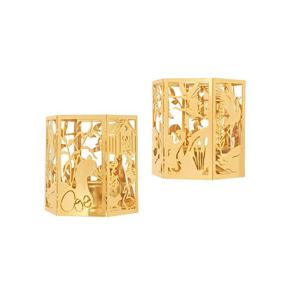 H.C. Andersen eventyr forgyldt 18K lysestager den grimme lling