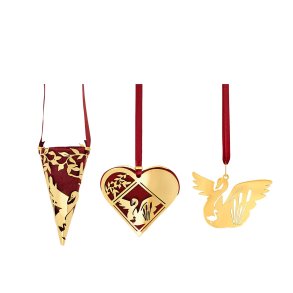 H.C. Andersen eventyr forgyldt 18K 3 stk. mini den grimme lling